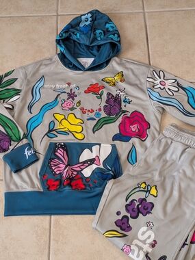 Febreze Teal and Light Gray Hooded Pullover Hoodie & Joggers Set